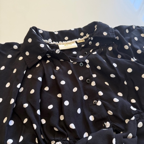 Anthropologie-Maeve-Canna-Polka Dot-Crop Top-Black & White-Flowy Sleeves-Size 2 - Picture 13 of 15